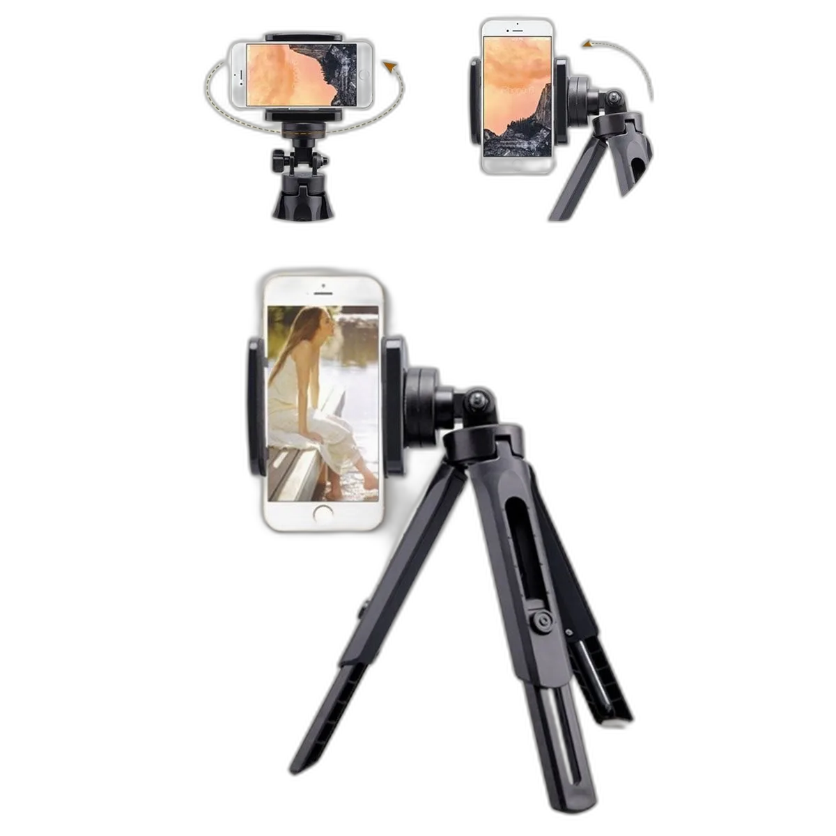 Cell Phone Camera Holder Tripod Stand with 360° Rotation Platform - Lightweight & Foldable – My Smart Life