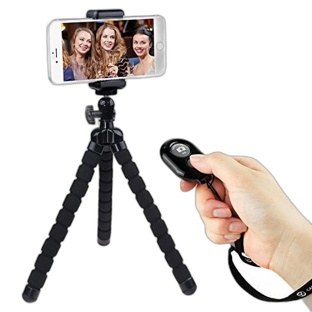 Flexible Cell Phone Tripod – Capture Any Angle with Bluetooth Remote Control – Black, 1 Pack – My Smart Life