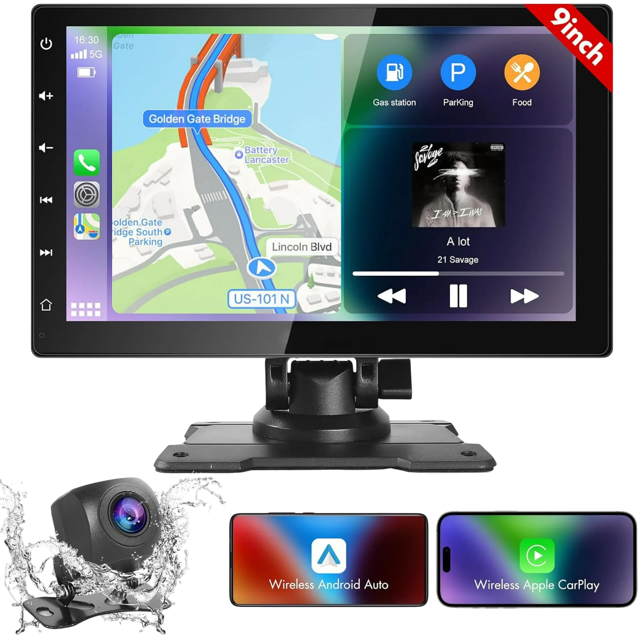 Portable Wireless CarPlay 9'' Touchscreen Dash Mount – Simple Installation & Voice Control – My Smart Life