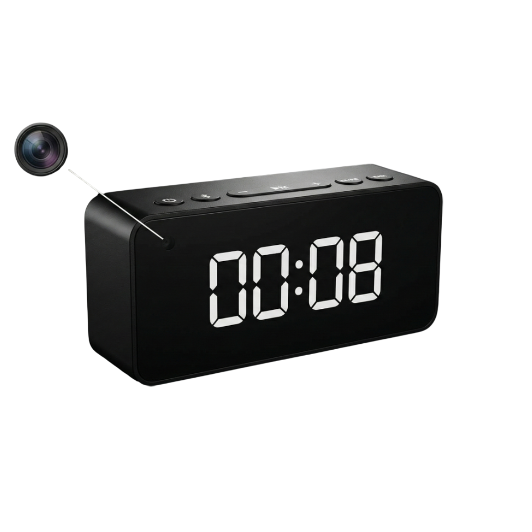 4K UHD WiFi 6 Digital Clock Camera | Wireless Security Nanny Cam & Speaker Main Slide 1