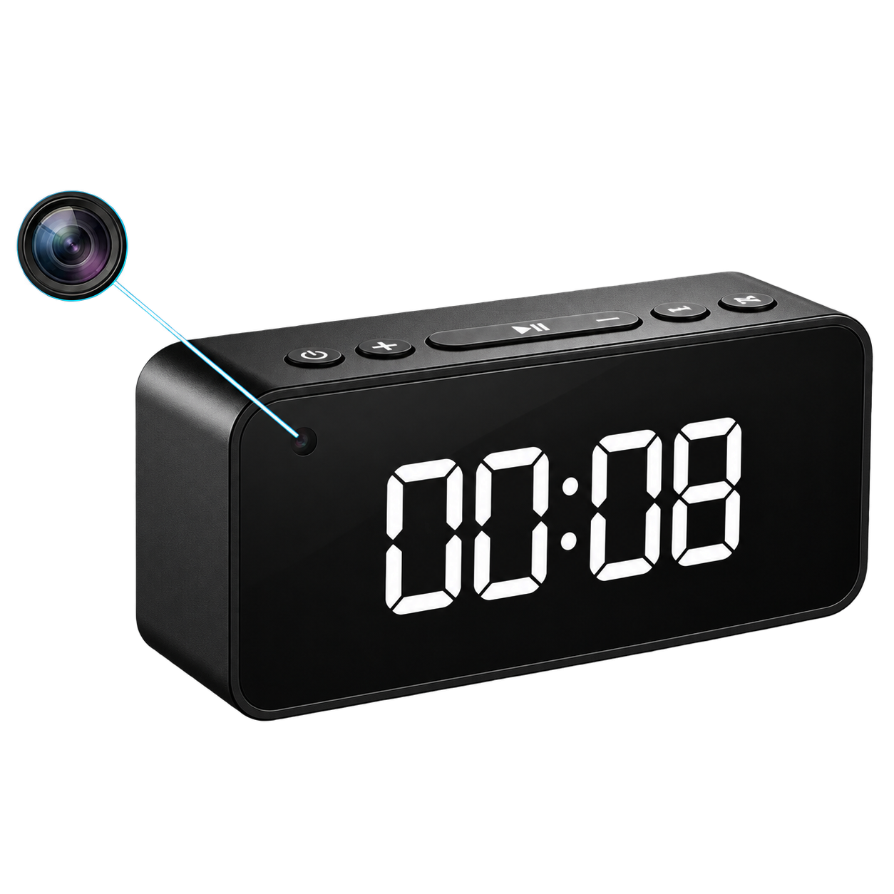 Digital Clock Camera – Alarm, Bluetooth Speaker & Remote Viewing