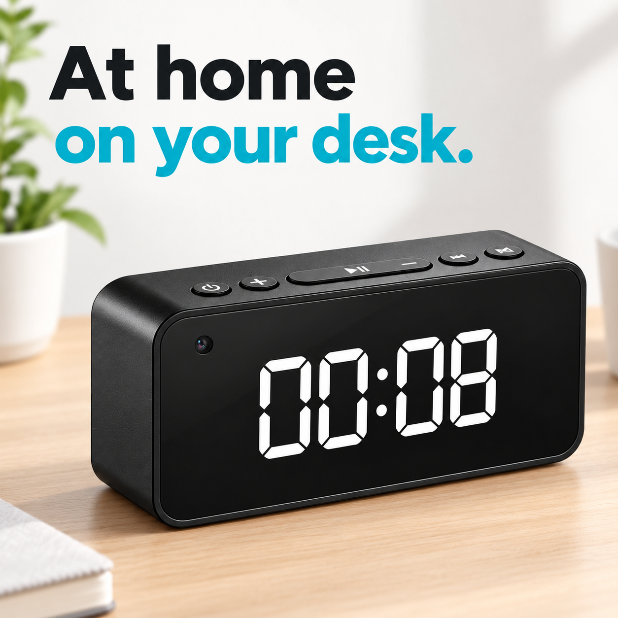 Digital Clock Camera – Alarm, Bluetooth Speaker & Remote Viewing