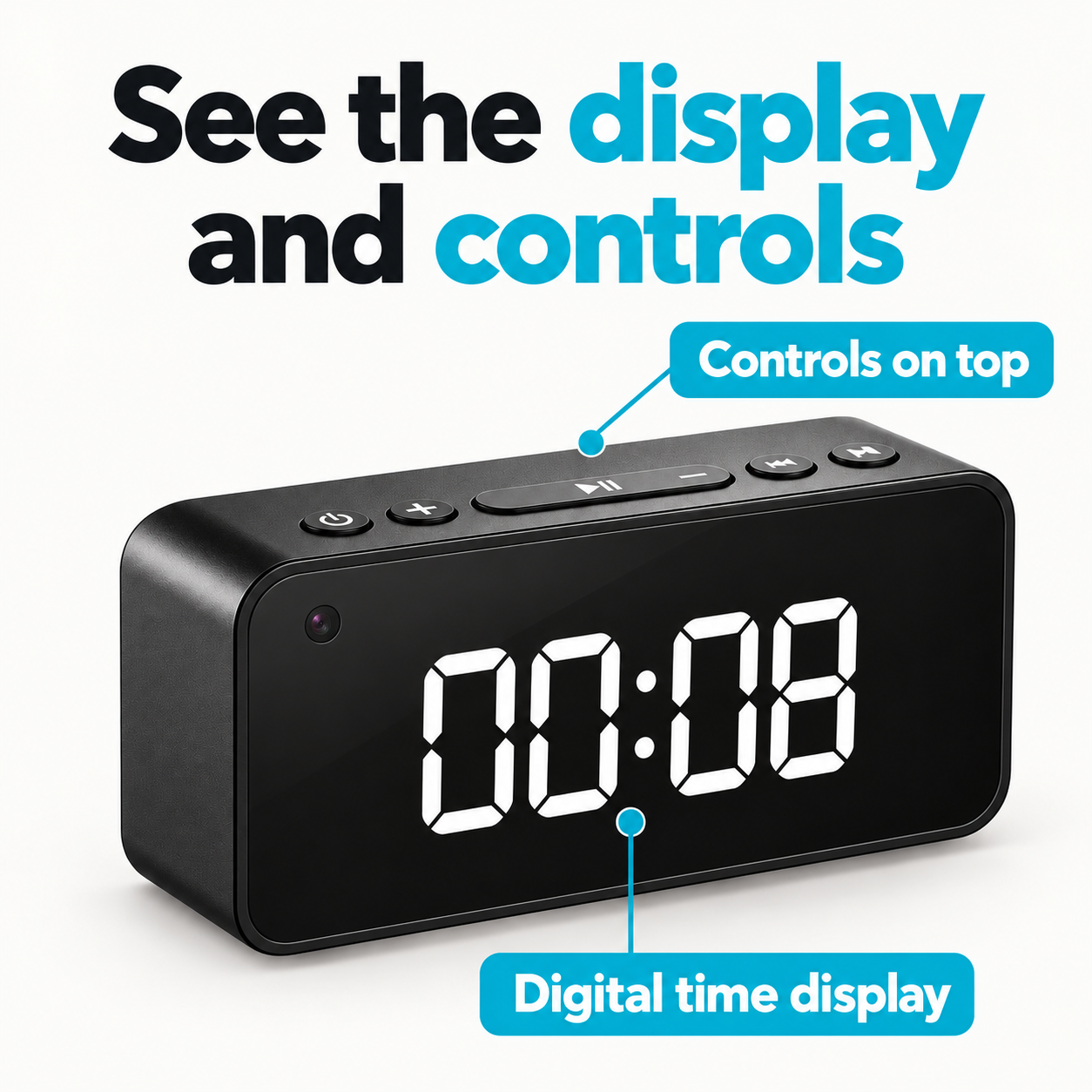 Digital Clock Camera – Alarm, Bluetooth Speaker & Remote Viewing