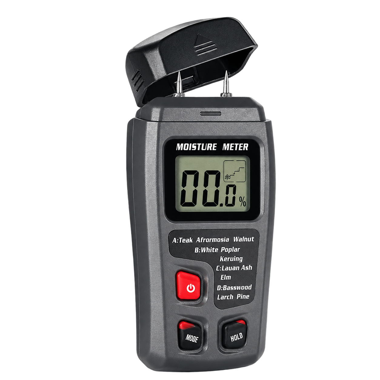 MT-10 Digital Wood Moisture Meter — Pin Probe, LCD & Hold
