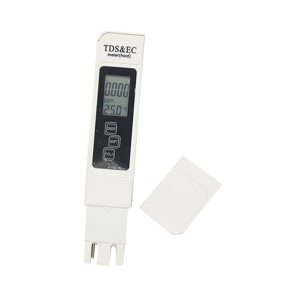 Digital TDS, EC & Temperature Meter — White Pocket Water Tester