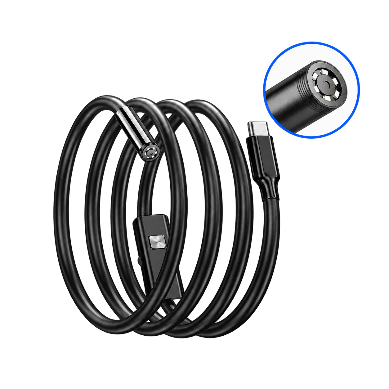 USB-C Android Inspection Camera — 2 m Semi-Rigid Cable & LED Tip