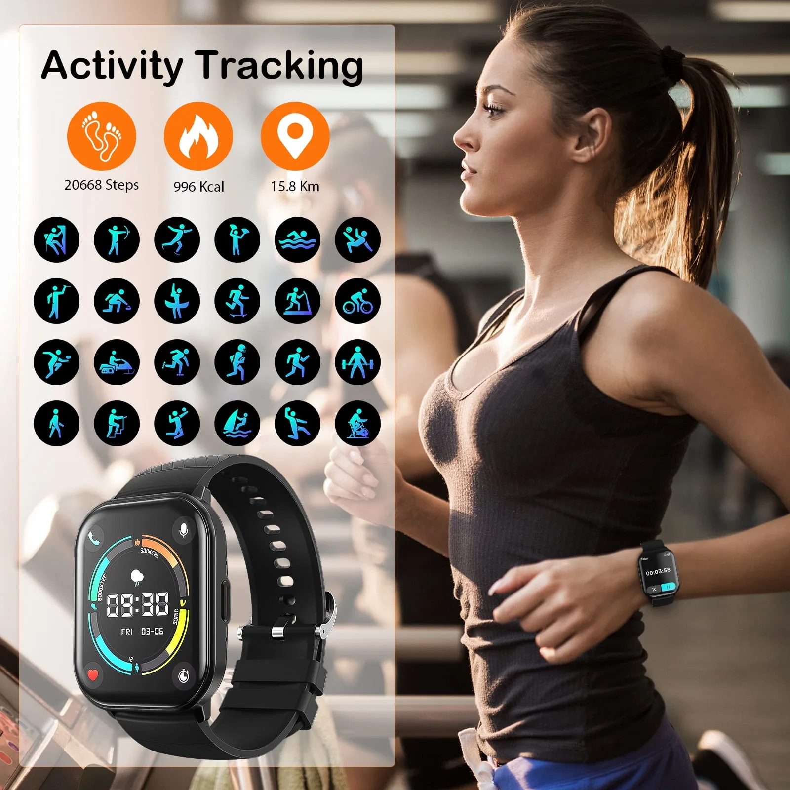 Smart Watch 100+ Sports Modes, 2.01'' IP67 Waterproof – My Smart Life Main Slide 6