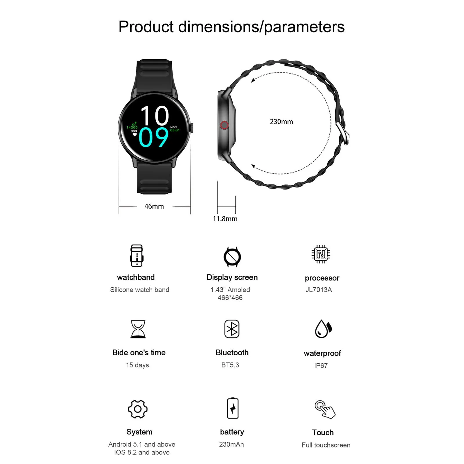 Smart Fitness Watch Full Screen with 21 Sport Modes and 7-Day Battery Life – My Smart Life Main Slide 4