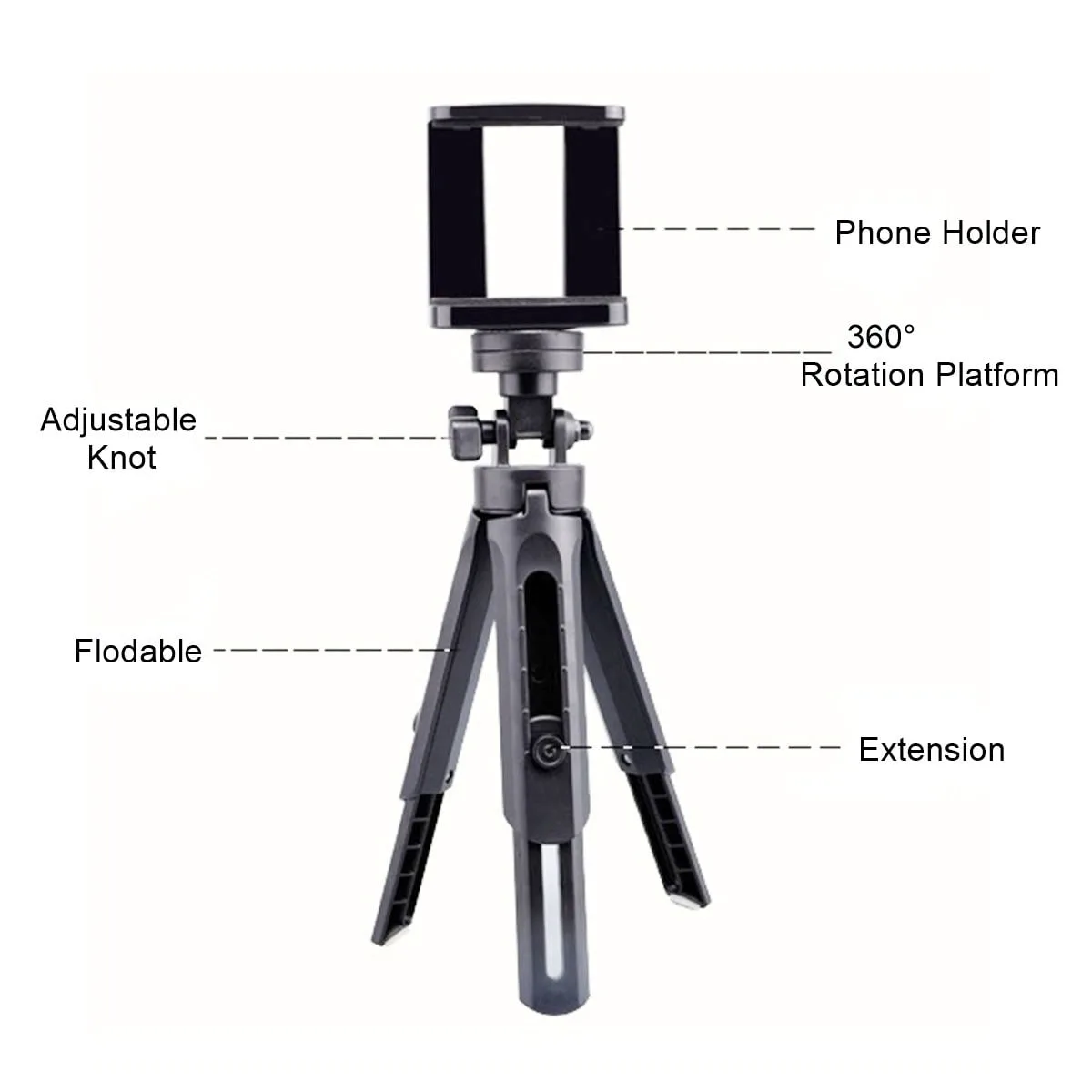 Cell Phone Camera Holder Tripod Stand with 360° Rotation Platform - Lightweight & Foldable – My Smart Life Main Slide 3