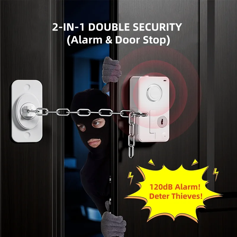 120dB Door Window Alarm with Chain Lock | Key Control Anti-Theft Security Guard Main Slide 4