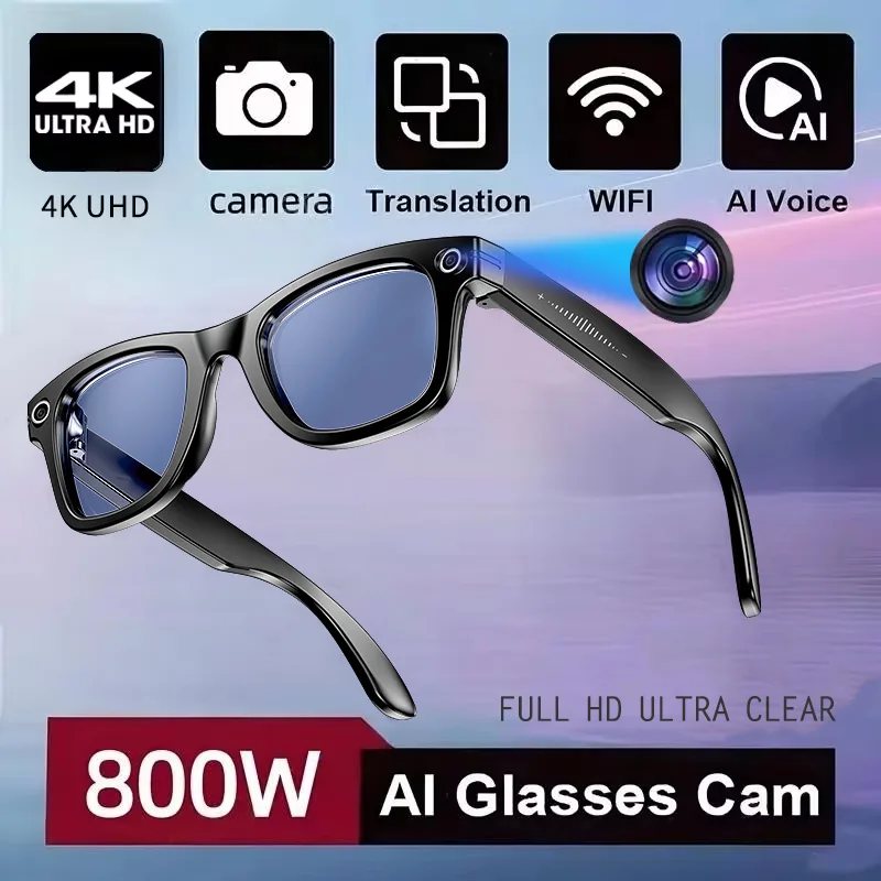 Smart Camera Glasses with AI Translation, Calls & Video Recording