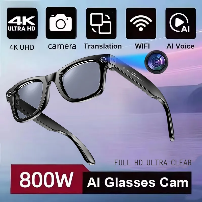 Smart Camera Glasses with AI Translation, Calls & Video Recording