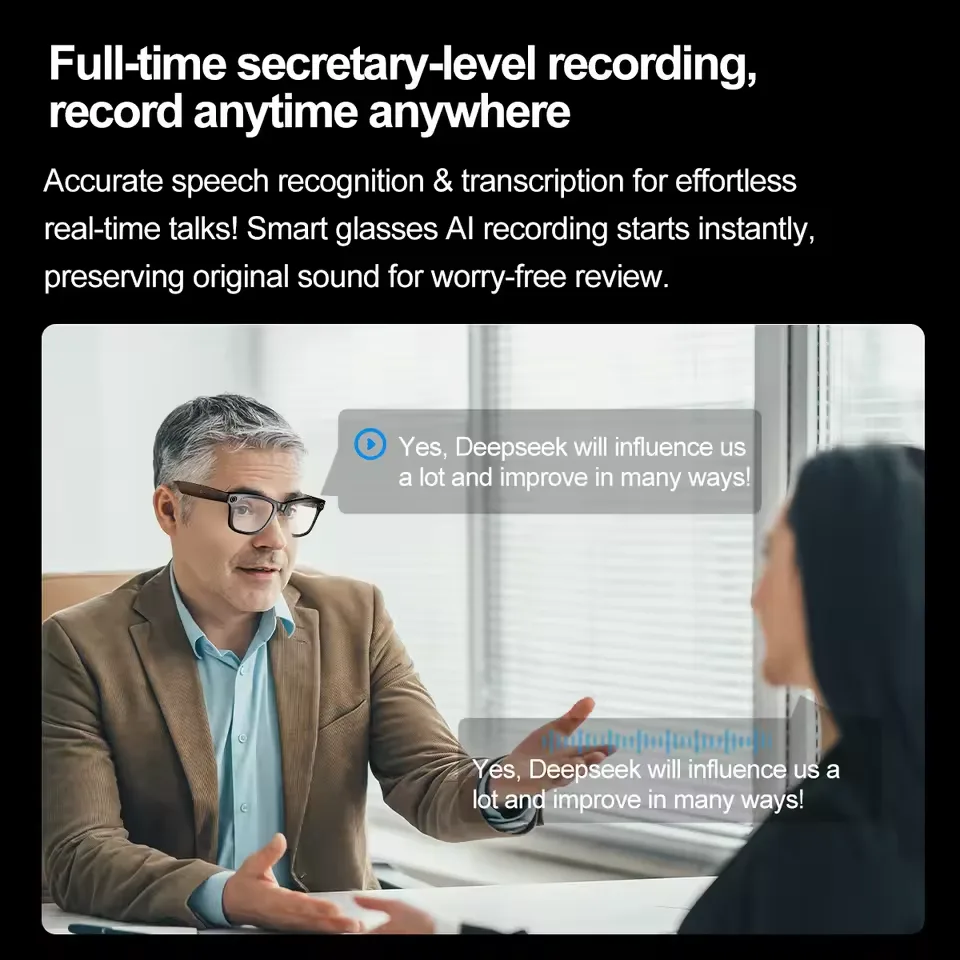 Smart Camera Glasses with AI Translation, Calls & Video Recording