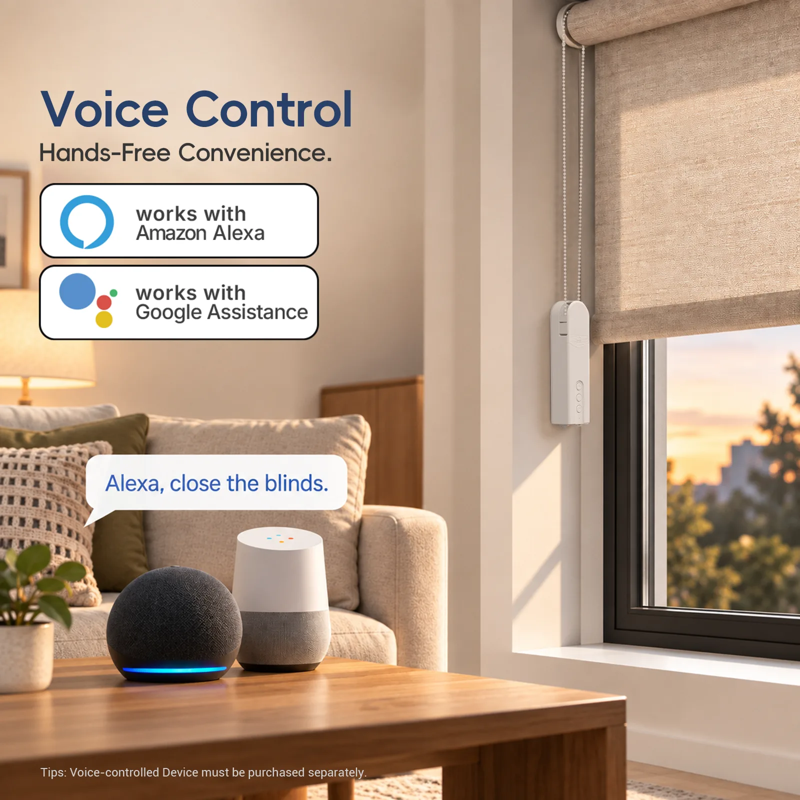 WiFi Smart Roller Blind Motor – USB-C Rechargeable, Tuya App Control