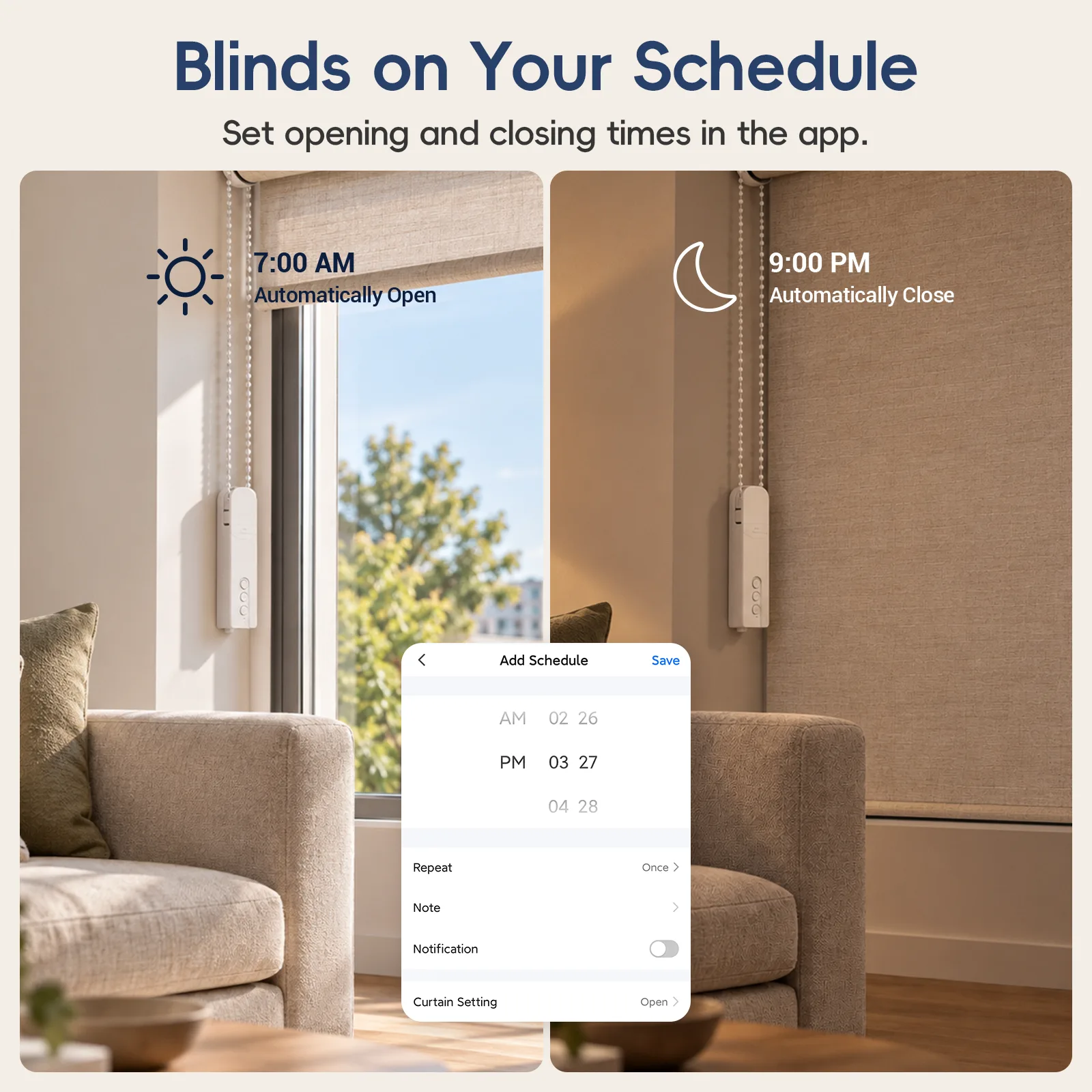 WiFi Smart Roller Blind Motor – USB-C Rechargeable, Tuya App Control