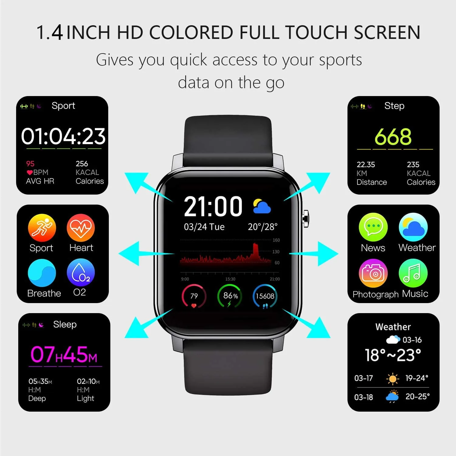Smart Watch for Android and iOS – Stay Active and Connected – 5 ATM Waterproof & Multiple Watch Interface – My Smart Life Main Slide 2