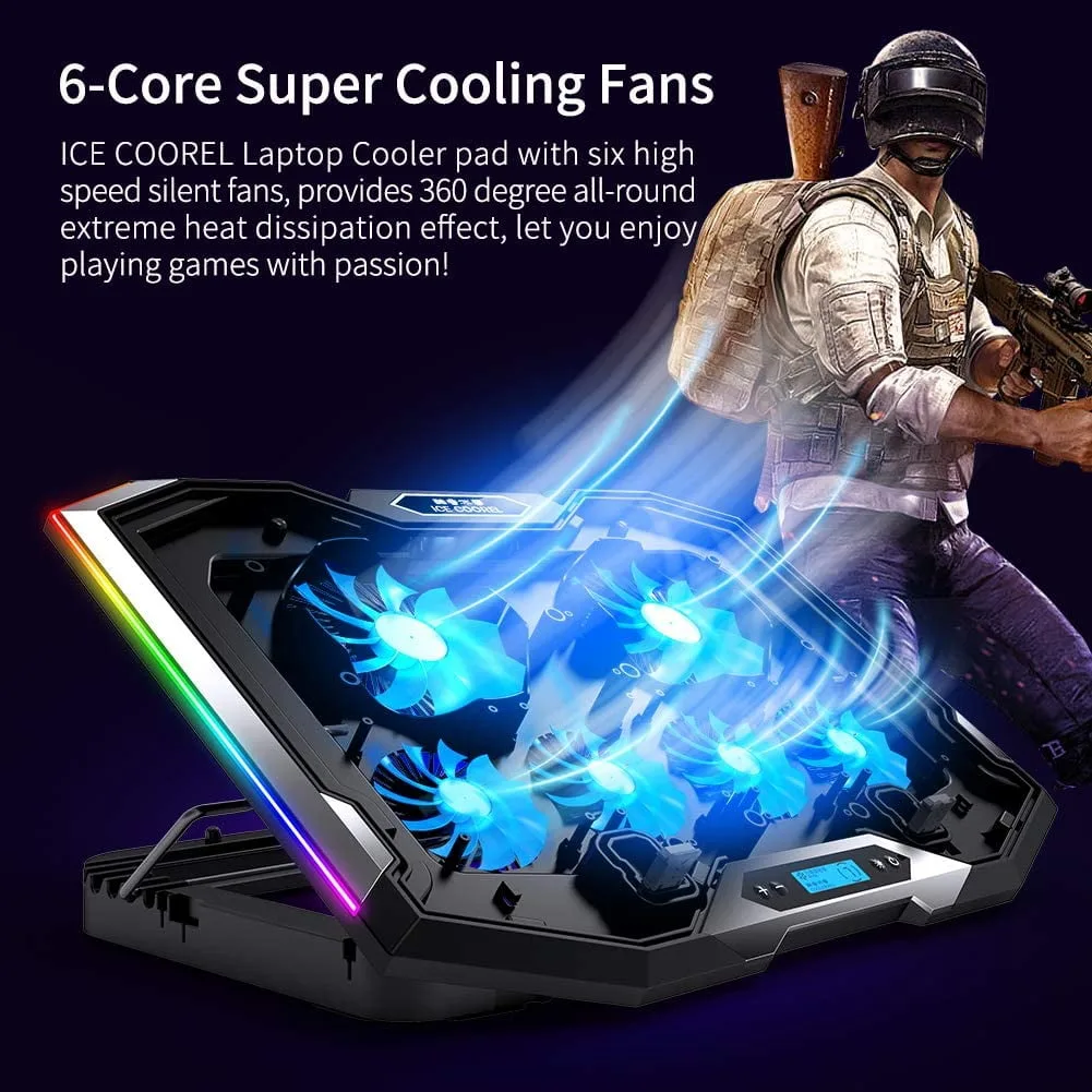 Laptop Cooling Pad with 6 Quiet Fans, LCD Screen, RGB Lights – My Smart Life Main Slide 2