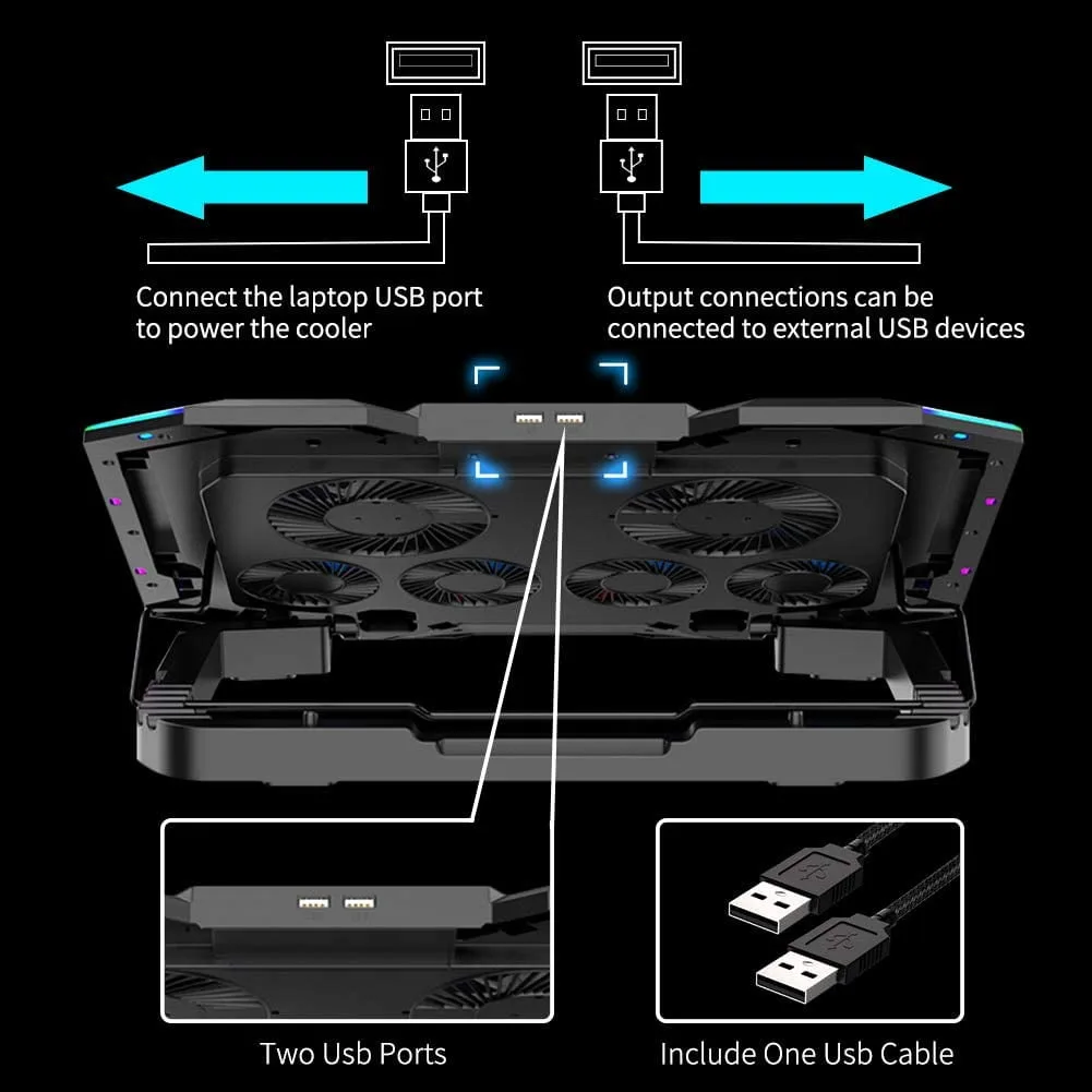 Laptop Cooling Pad with 6 Quiet Fans, LCD Screen, RGB Lights – My Smart Life Main Slide 6
