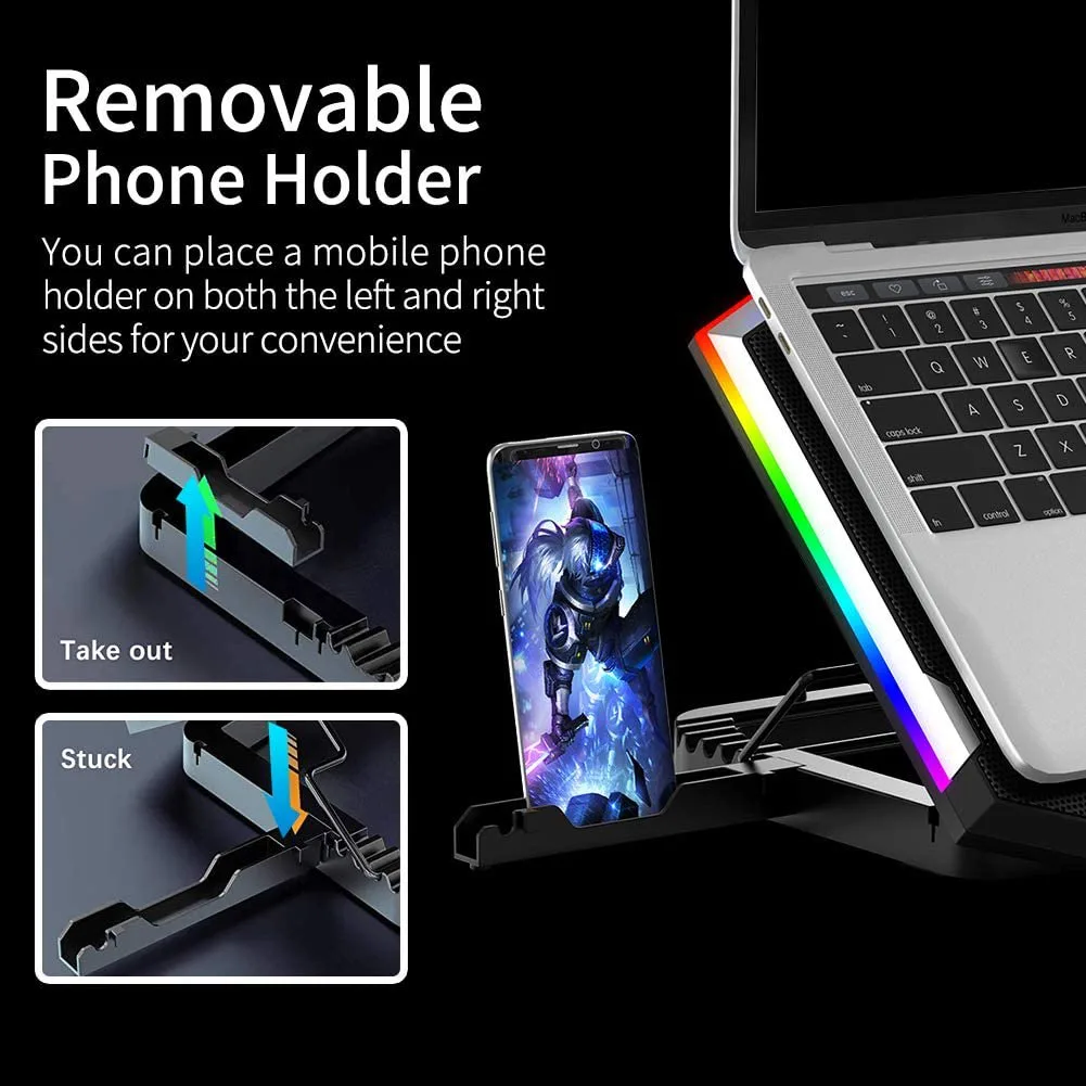 Laptop Cooling Pad with 6 Quiet Fans, LCD Screen, RGB Lights – My Smart Life Main Slide 5