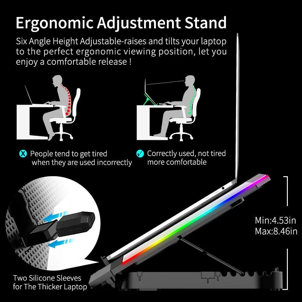 Laptop Cooling Pad with 6 Quiet Fans, LCD Screen, RGB Lights – My Smart Life Main Slide 3