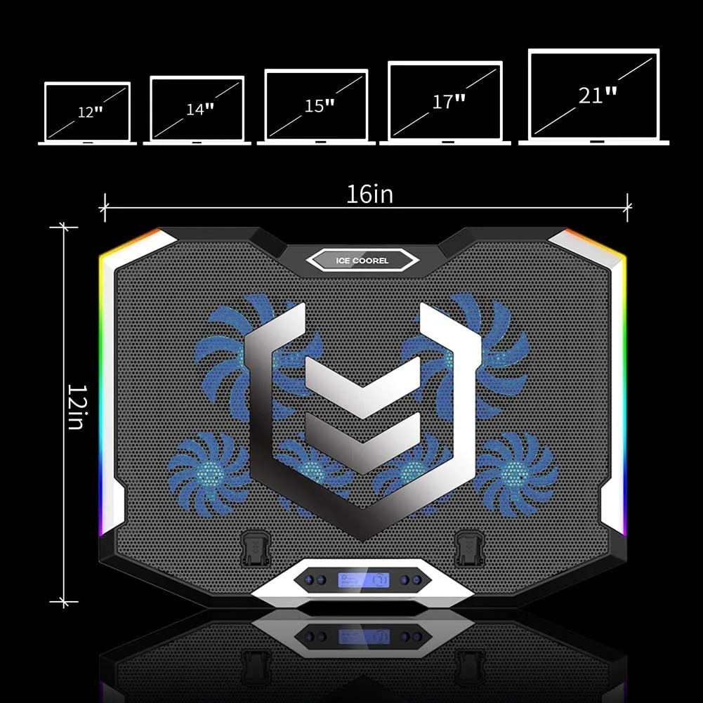 Laptop Cooling Pad with 6 Quiet Fans, LCD Screen, RGB Lights – My Smart Life Main Slide 7