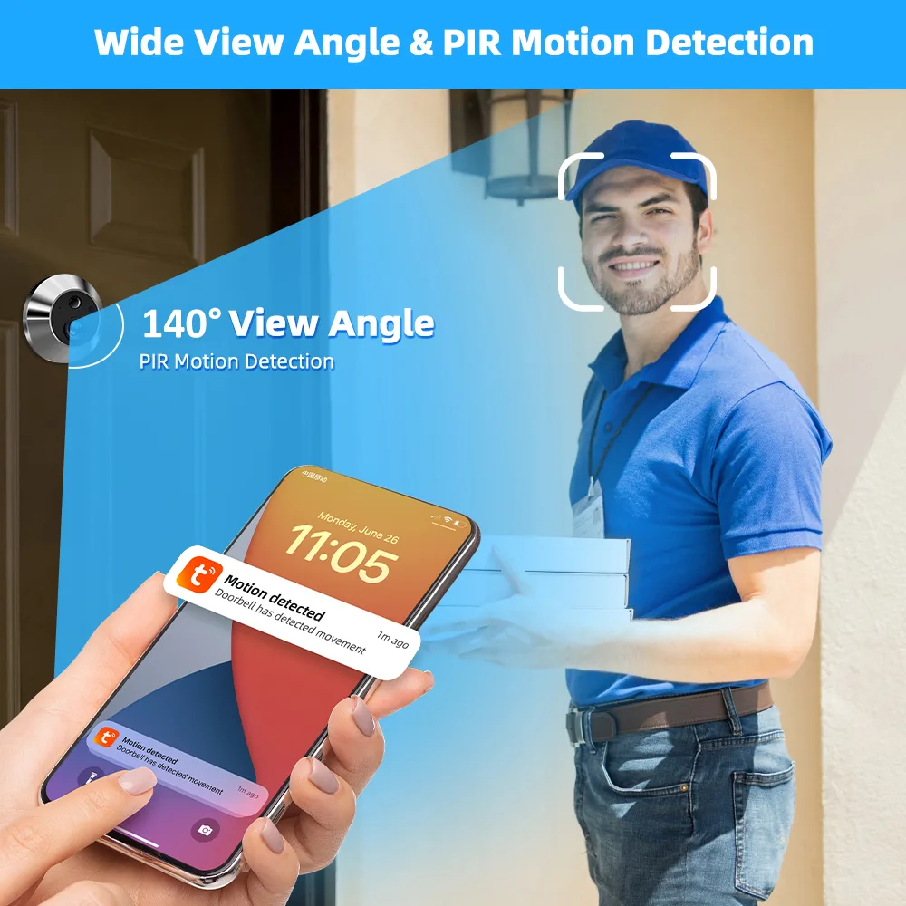 PIR Camera Digital Door Viewer with 140° Wide Angle and 3MP Resolution – My Smart Life Main Slide 3