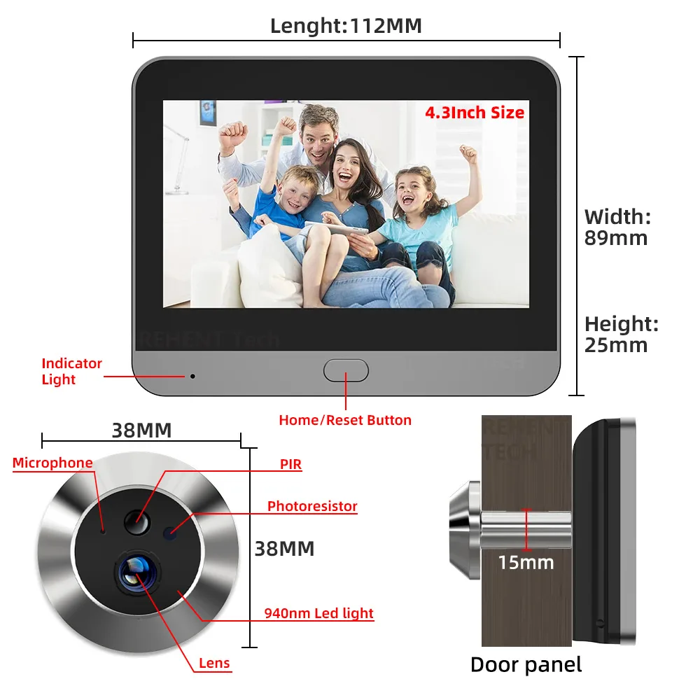 PIR Camera Digital Door Viewer with 140° Wide Angle and 3MP Resolution – My Smart Life Main Slide 7