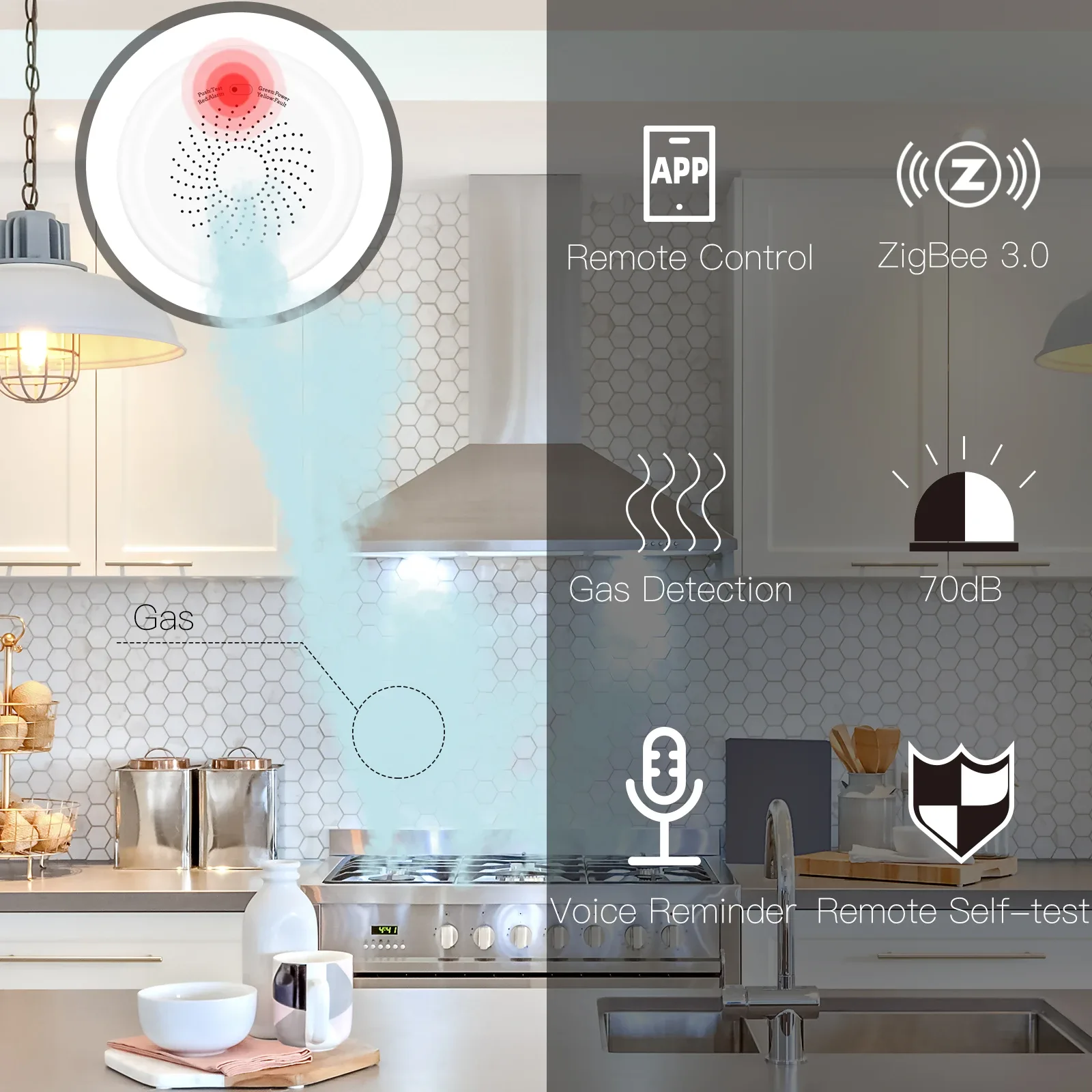 ZigBee Smart Gas Leak Detector with Tuya App Control