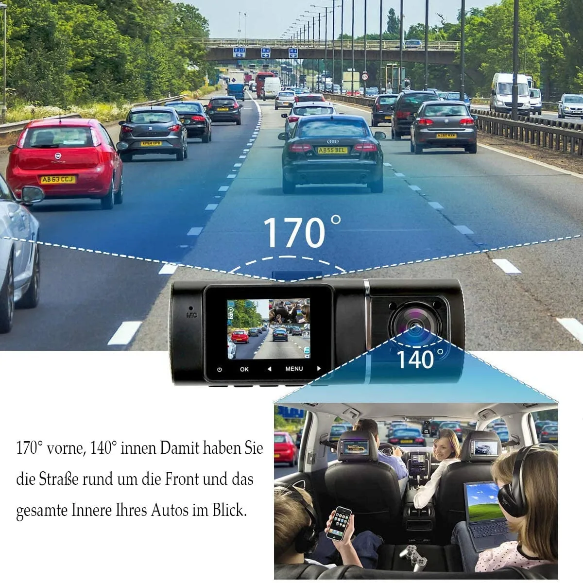 Dual Dash Cam Front and Inside 1080P – Infrared Night Vision, Parking Monitor – My Smart Life Main Slide 5