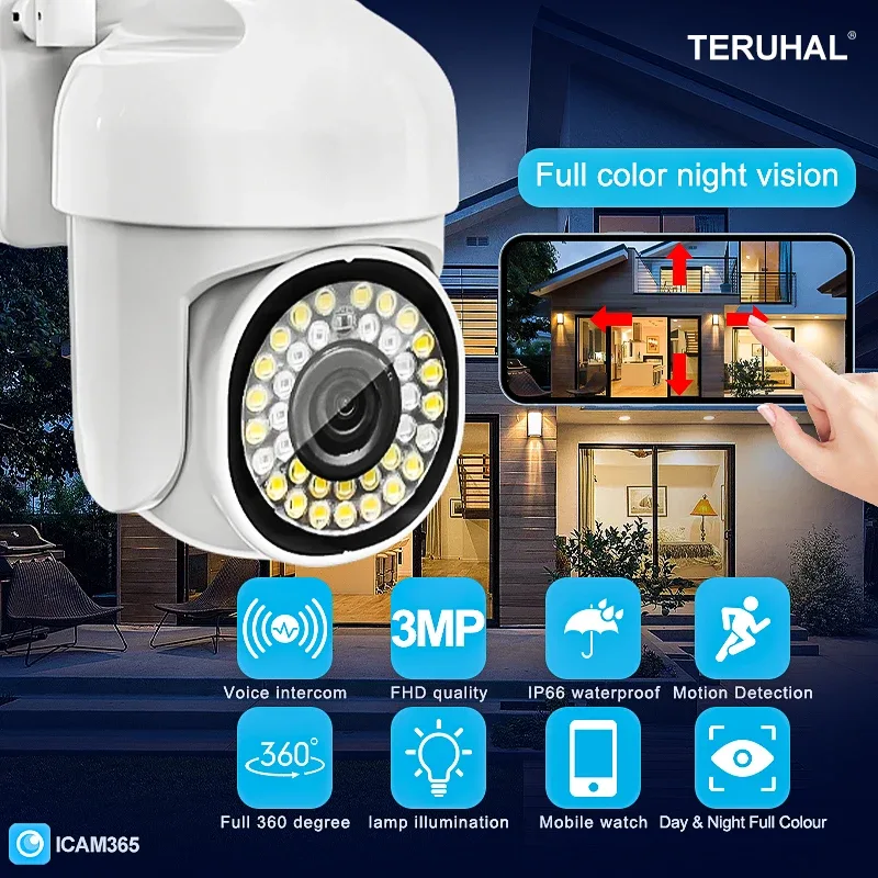 8X Zoom PTZ WiFi Security Camera IP66 Outdoor Color Night Main Slide 5