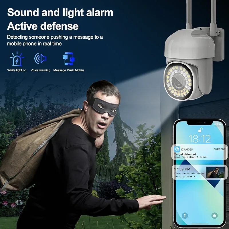 8X Zoom PTZ WiFi Security Camera IP66 Outdoor Color Night Main Slide 6