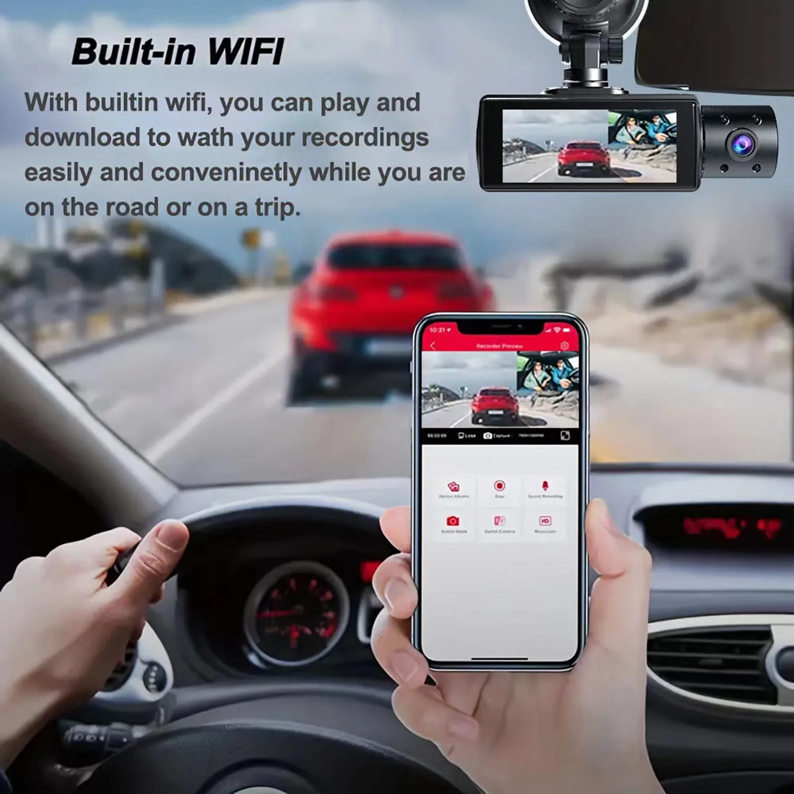 Dash Cam with WiFi 1080P HD Front & Interior Recorder – My Smart Life Main Slide 2