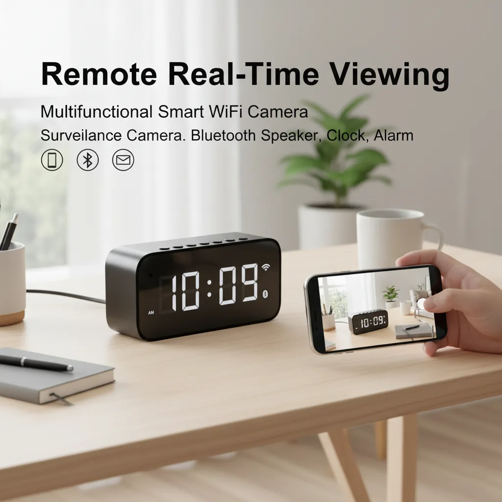 4K UHD WiFi 6 Digital Clock Camera | Wireless Security Nanny Cam & Speaker Main Slide 4