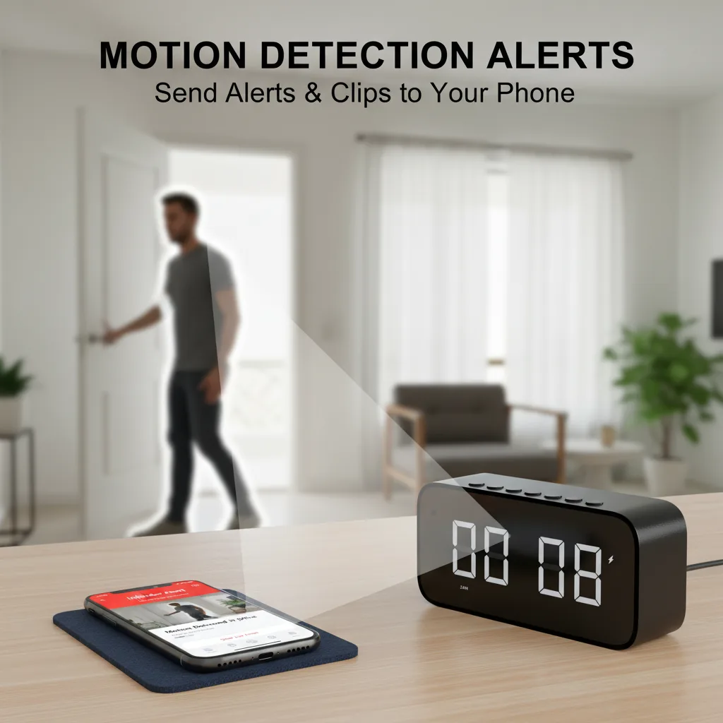 4K UHD WiFi 6 Digital Clock Camera | Wireless Security Nanny Cam & Speaker Main Slide 2