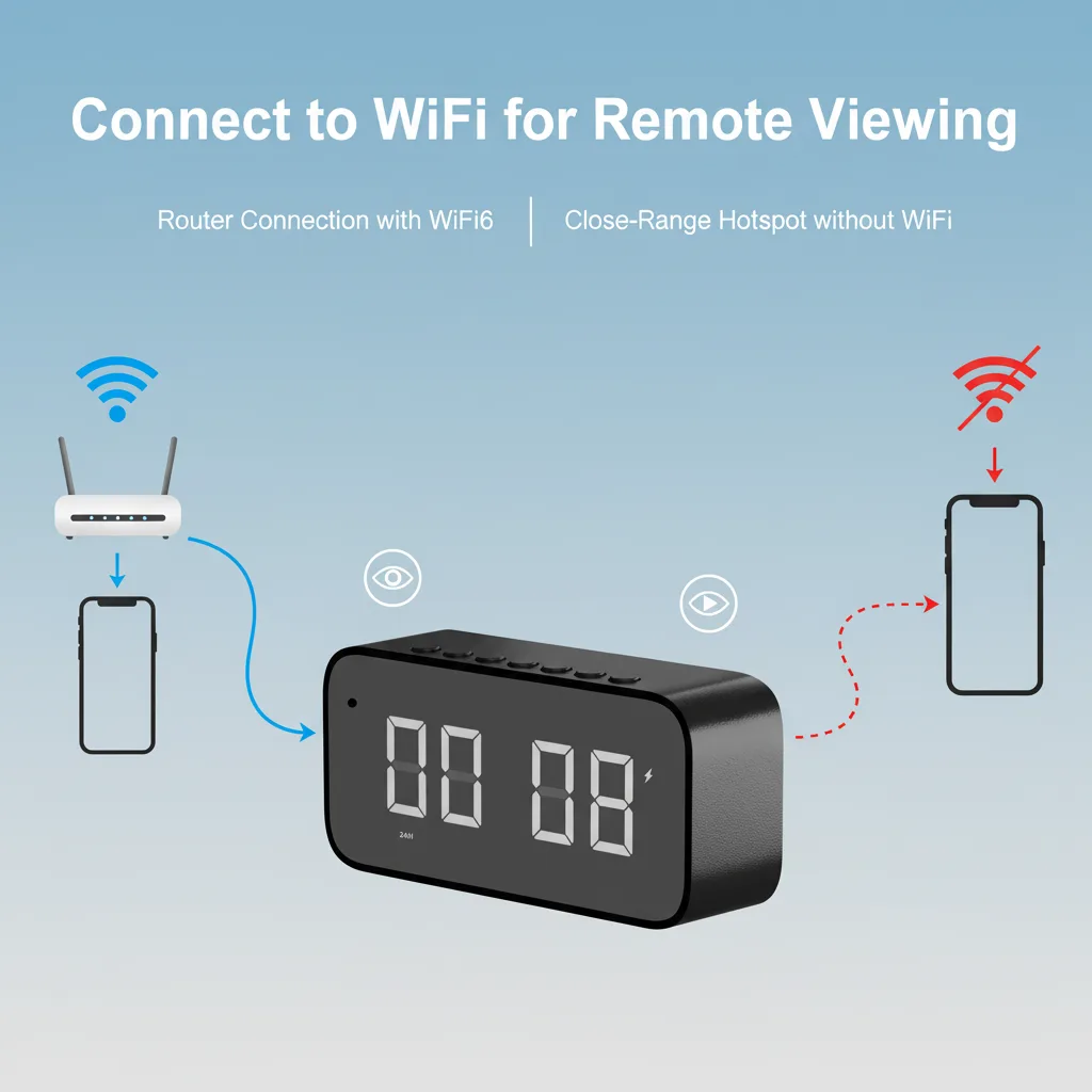 4K UHD WiFi 6 Digital Clock Camera | Wireless Security Nanny Cam & Speaker Main Slide 7