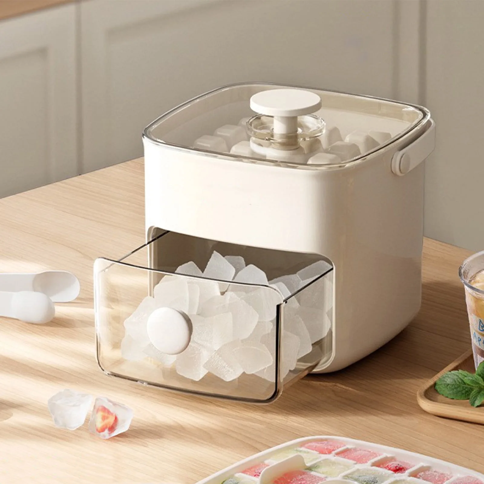 Portable Ice Maker Box – Make 50 Ice Cubes, Easy Press & Transparent Lid – My Smart Life Main Slide 2